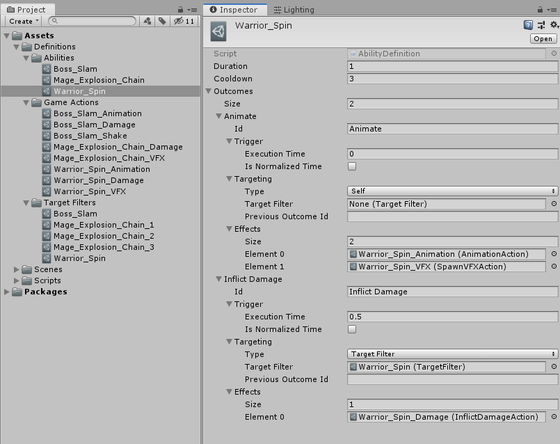 Inspector view of an ability definition Inspector view of an ability definition